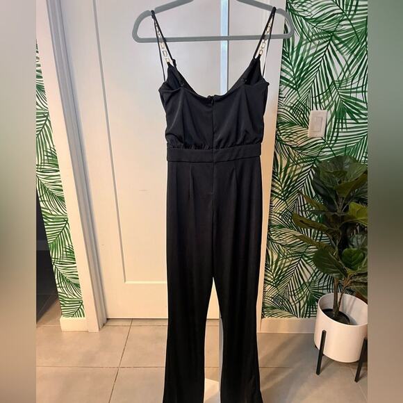 NWT Jason Wu Black Chain Strap Satin Jumpsuit XS - Picture 2 of 11